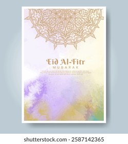 Eid al-fitr with watercolor background. Abstract illustration