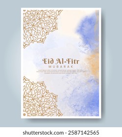 Eid al-fitr with watercolor background. Abstract illustration