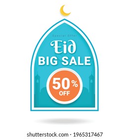 Eid Big sale Label sale banner, sticker, badge, ads pop up banner. Special offer Eid Sale.
