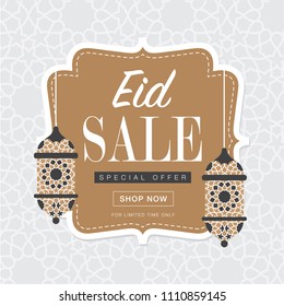 Eid Big Sale, Social Media Banner, Flyer Design, up to 80% Off, Creative Sale Background, Sale Poster, Vector illustration for Islamic Festival celebration.