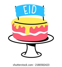 Un ícono de doodle de color de pastel eid