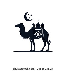 Eid camel silhouette illustration. Eid Al Adha
