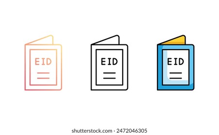 Diseño del icono de la tarjeta de Eid con el fondo blanco