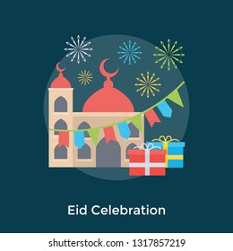 Eid celebration concept in a flat icon design 