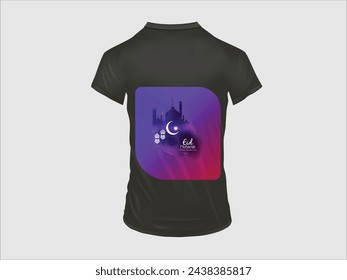 Eid celebration Muslim man hugging and wishing to each other on occasion Vector illustration Happy Eid Mubarak lettering text art curve circle frame label