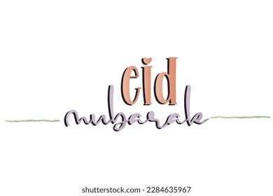 Eid celebration typography cards. Isolated Eid prints.