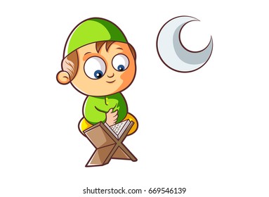 Eid Celebrations - Reading Namaz. Vector Illustration. Isolated on white background.