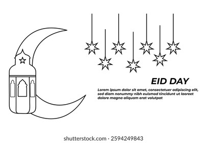 Eid day design one line drawing