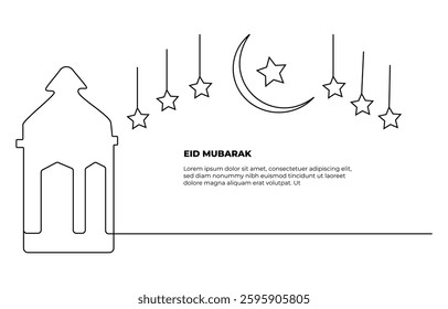 Eid day design one line art 