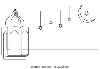 Eid day design one line art 