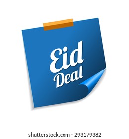 Eid Deal Blue Sticky Notes Vector Icon Design