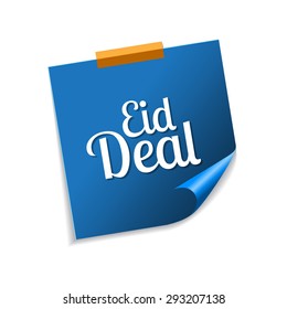 Eid Deal Blue Sticky Notes Vector Icon Design
