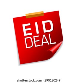Eid Deal Red Sticky Notes Vector Icon Design