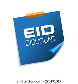 Eid Discount Blue Sticky Notes Vector Icon Design