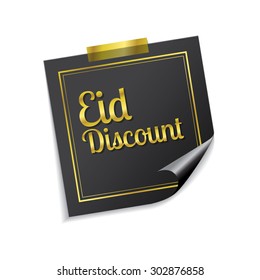 Eid Discount Golden Sticky Notes Vector Icon Design
