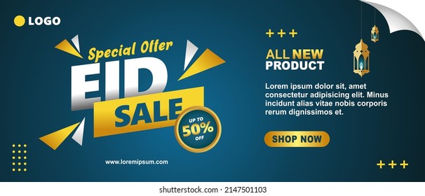 Eid Festival Offer Banner Design Template. Suitable for Web Header, Banner Design and Online Advertising.	