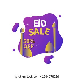 Eid Festival Sale, Offer Design Tag, Sticker with 50% Discount