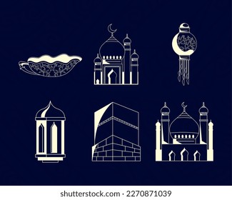 eid festival set six icons