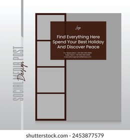 Eid festive hotel and resort social media post or web banner promo template
