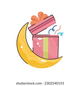 Eid Gift doodle vector outline icon. EPS 10 file