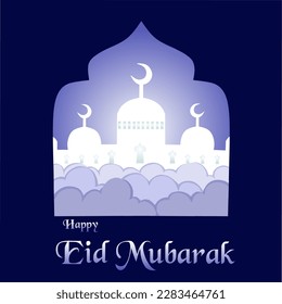 Eid greeting card illustration for Muslims