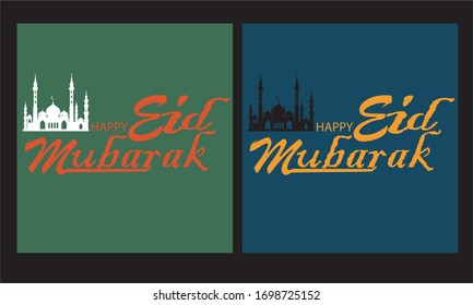 Cartel de cartel de la tarjeta de felicitación Eid con el vector de diseño de color