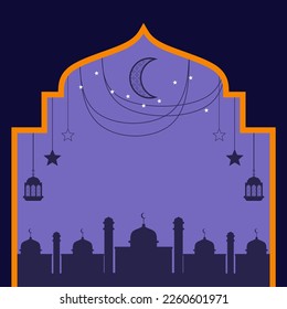 Eid greeting card, ramadan graphic design vector illustration background, perfect for any post template or banner need.