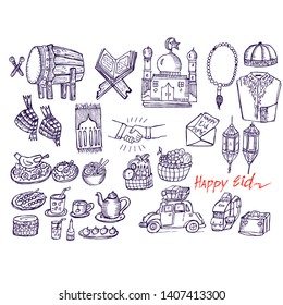 Eid greeting card, sketch doodle