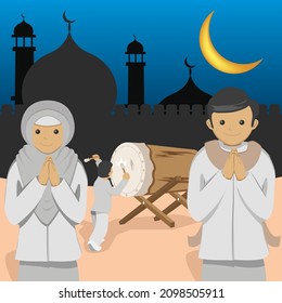 Tarjeta de saludo de Eid. Ilustración del vector