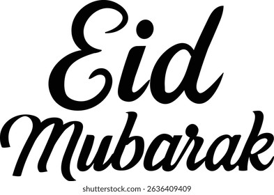  eid greeting hand written typography vector