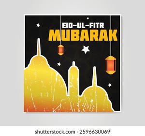 Eid greeting post design with bold mandala art, EPS vector design template