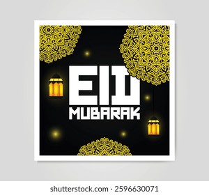 Eid greeting post design with bold mandala art, EPS vector design template