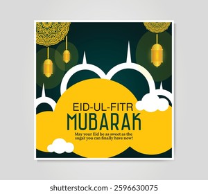 Eid greeting post design with bold mandala art, EPS vector design template