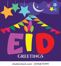 eid greetings card vector art