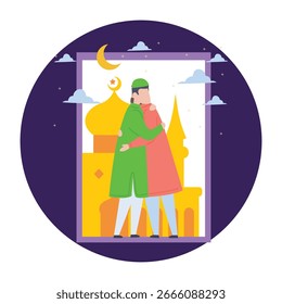 Ilustración vectorial de saludos de Eid que puede editar o modificar fácilmente
