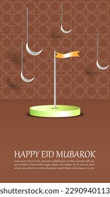 Eid Happy Day Hintergründe und Karten mit eleganten, einfachen islamischen Ornamenten Attraktive Maroon Eps10