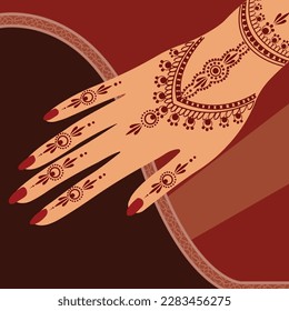 Eid Henna Mehndi Hands Vector Illustration Eid Henna Hand Drawn Henna Vector Design