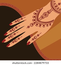  Eid Henna Mehndi Hands Vector Illustration Eid Henna Hand Drawn Henna Vector Design