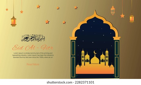 Diseño de fondo islámico Eid con elementos 3d