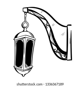 Eid lanterns doodle icon vector 