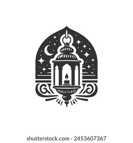 Eid lattern silhouette illustration. Eid Al Adha