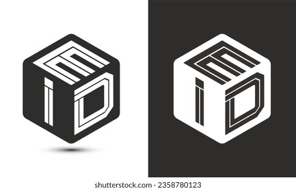 EID letter logo design with illustrator cube logo, vector logo modern alphabet font overlap style. Premium Business logo icon. White color on black background
