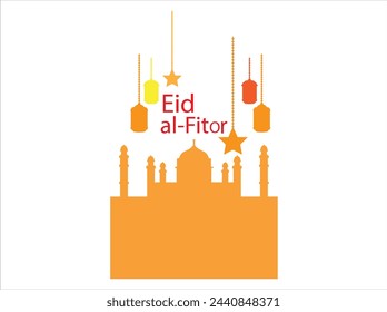 EID logo and illustration ,Eid Mubarak Typography.