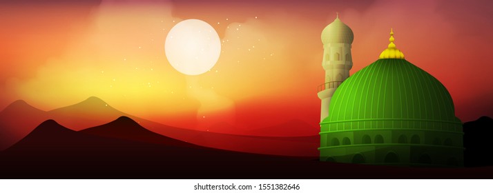 Eid Milad Un Nabi Mubarak Design, Vector Illustration for Muslim Festival.