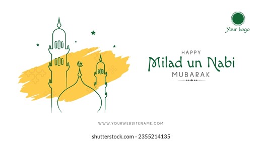 Eid Milad un Nabi Mubarak Festival Banner with Mosque Vector Illustration Template Design