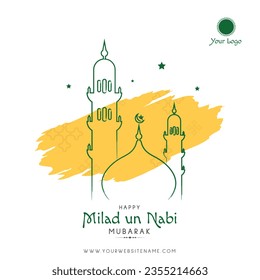 Eid Milad un Nabi Mubarak Festival with Mosque Vector Illustration Template Design svg