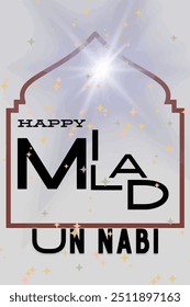 eid Milad un Nabi mubarak Jashn-e-Eid Milad Nabi Greeting card with Crescent, stars, template for menu, invitation, poster, banner, card for the celebration of Muslim community festival.