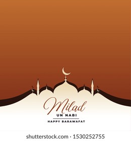 eid milad un nabi (Translation Birth of the Prophet) festival card with mosque design