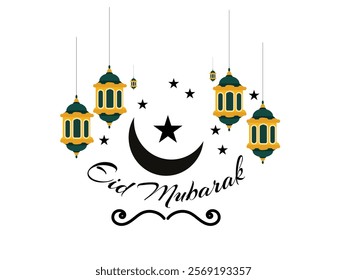 Eid mobarak or Ramadan kareem on islamic background design 