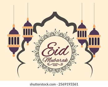 Eid mobarak or Ramadan kareem on islamic background design 